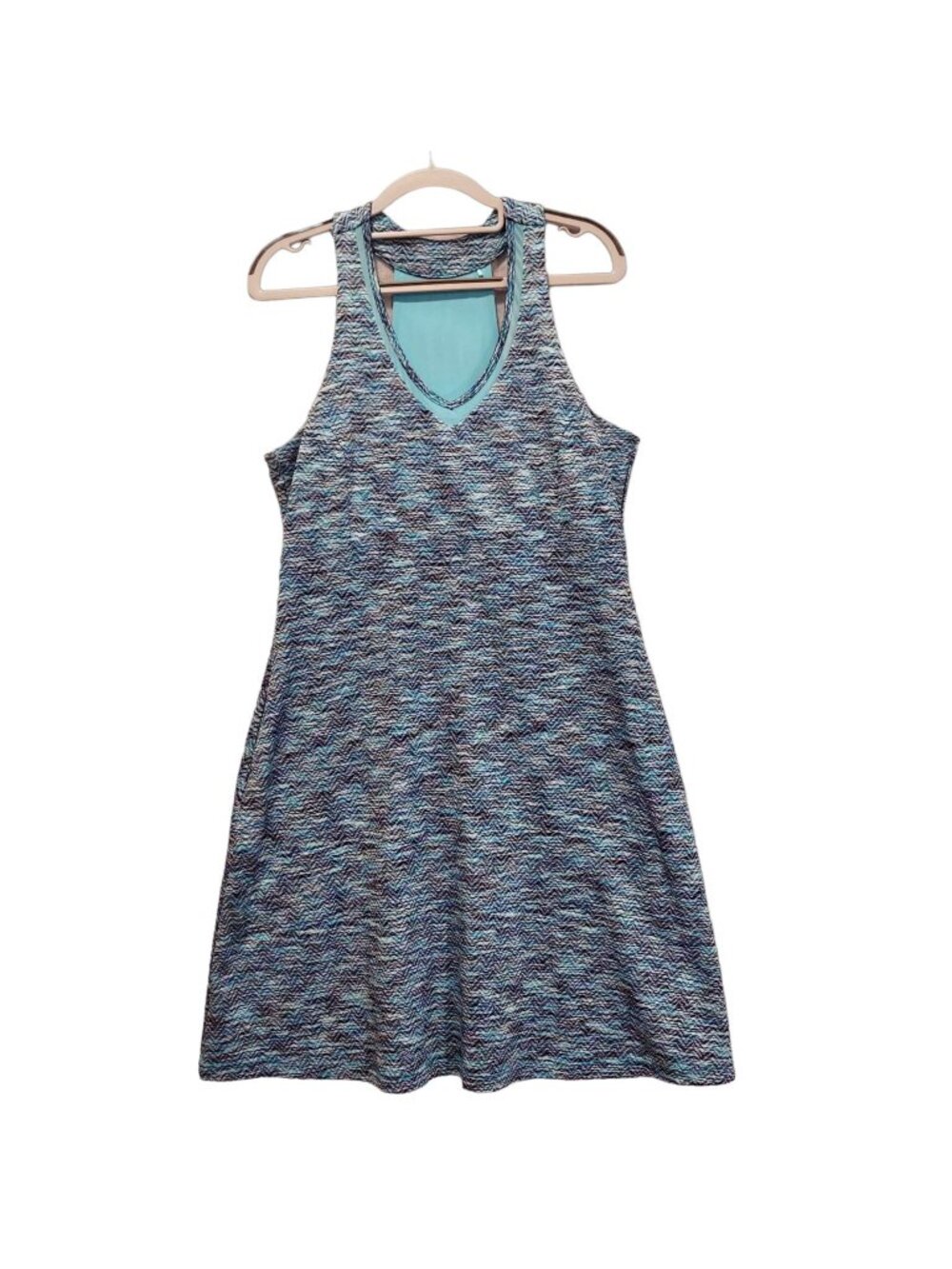 MPG Womens L Dress Blue summer Racerback Athletic Pockets Shelf Bra Athleisure